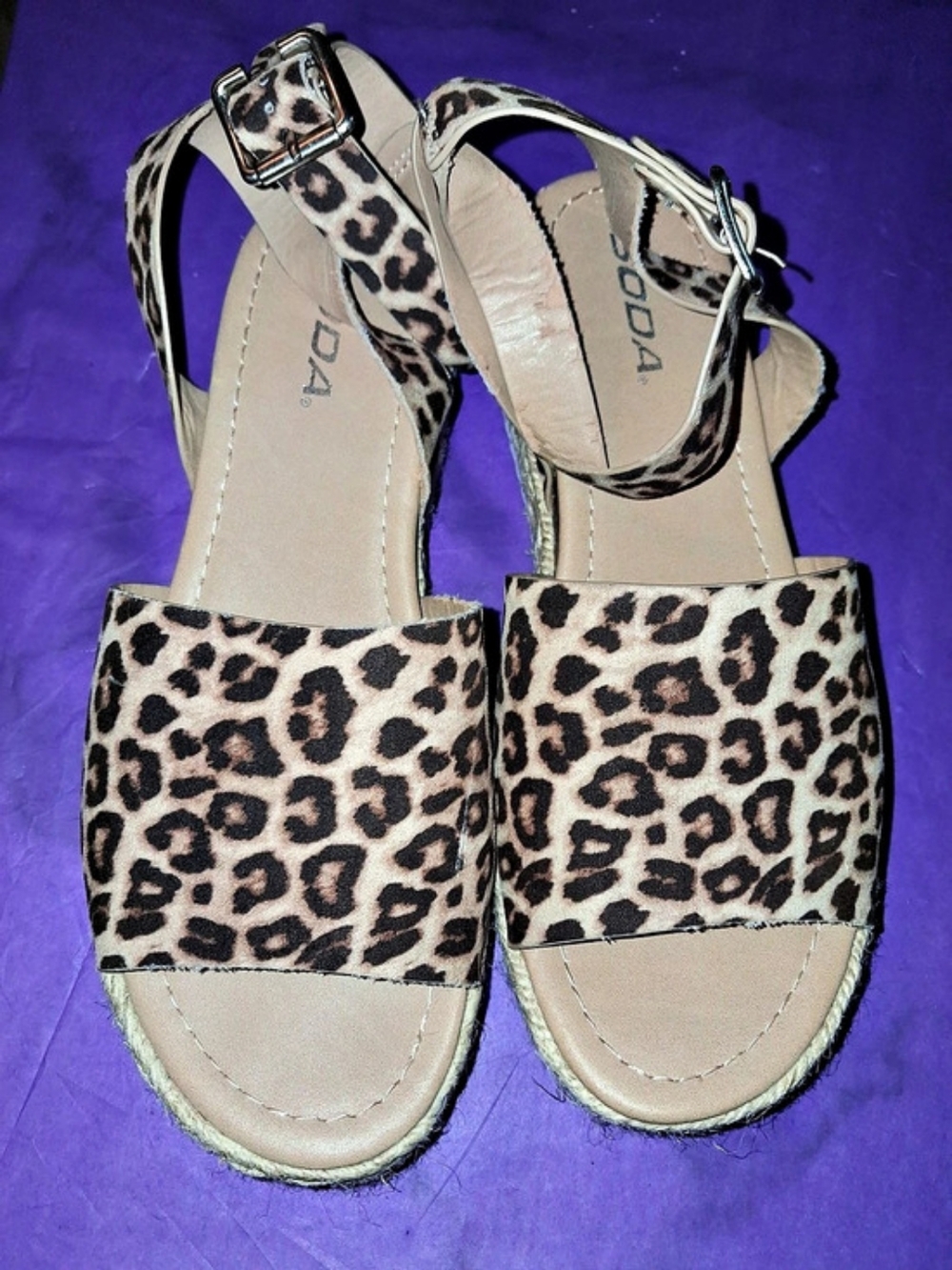 SODA Topic Platform Espadrille Sandal Leopard Print Sandals
